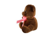 Medvídek sedící s mašlí plyš 15 cm tmavě hnědý