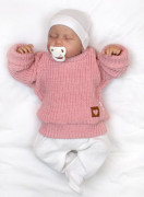 Rostoucí oversize pletený svetřík pro miminko starorůžový Baby Nellys