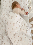 Dětské povlečení do postýlky 100 x 135 cm bavlněný satén Husy Infantilo