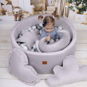 Suchý bazén Velvet šedý/modré kuličky Infantilo