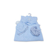 Obleček pro panenku miminko New Born velikosti 26 cm Llorens 3dílný modrý