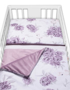 3-dílná sada Mantinel s povlečením, bavlna/velvet, Plameňák - švestkový