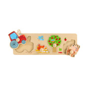 Dřevěné vkládací puzzle s úchytem Farma Haba