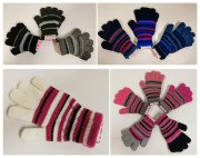 Zimní prstové rukavičky pletené proužkované Vel. L (5 let a více)