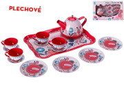 Čajový set plechový 15 ks s podnosem 24 x 15 cm