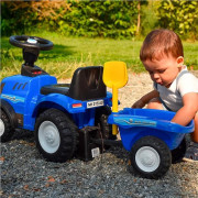 Dětské odrážedlo traktor s vlečkou a nářadím Baby Mix New Holland