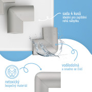 Ochrana rohů a hran skleněného nábytku šedá pěnová, sada 4 ks Sipo