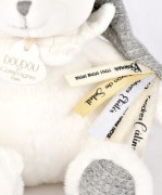 Dárková sada Plyšový medvídek s úchytem na dudlík a dečkou šedý 20 cm Doudou 