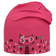 Funkční čepice dlouhá oboustranná Kitty/Srdce růžová RDX