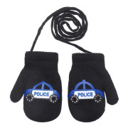 Zimní palcové zapletené rukavičky se šňůrkou policie 2 - 3 roky