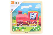 Dřevěné puzzle 9 dílků Viga - mašinka