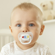 Dudlík svítící silikonový symetrický Love Mum & Dad 0 - 6 m, 2 ks Canpol babies