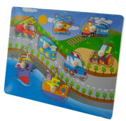 Dřevěné zábavné puzzle vkládací 30 x 22,5 cm Ulice