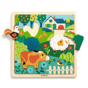 Dřevěné puzzle Puzzlo farm - 15 ks Djeco 
