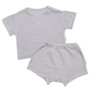 Dětská letní mušelínová sada tričko krátký rukáv a kraťasy šedé