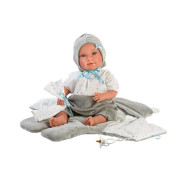 Obleček pro panenku miminko New Born velikosti 40-42 cm Llorens 2dílný šedý