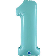 Fóliový balónek pastelová modrá 66 cm číslice 1