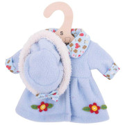 Modrý kabátek s kloboučkem pro panenku Bigjigs Toys 28 cm