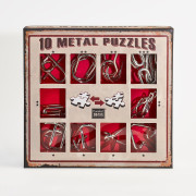 Sada 10 hlavolamů kov červená Albi