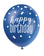 Balónek pastel 30 cm potisk - Happy birthday modrý mix, 6 ks