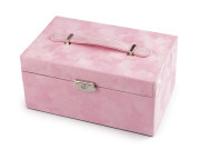 Šperkovnice 2 v 1 uzamykatelná růžová semiš