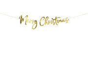 Girlanda papírová - Zlatý nápis "Merry Christmas" lesklý 83cm