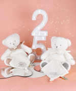 Dárková sada Plyšový medvídek s dečkou 30 cm šedý Doudou