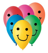 Balónek potisk usměvavý obličej (26 cm/10") pastel 10 ks v balení