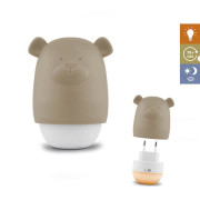 Medvídek BENNY hnědošedý - noční světlo se senzorem soumraku Zazu
