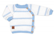 Pletená sada pro miminko s jemným proužkem 3dílná lux modrá - bílá Baby Nellys
