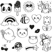 Dětská dřevěná razítka Aladine Stampo Funny 17 ks - Kawaii