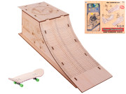 Skateboard 10 cm kov s dřevěnou rampou