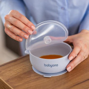 Silikonová miska s přísavkou a víčkem BabyOno