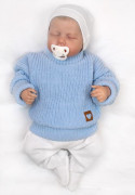 Rostoucí oversize pletený svetřík pro miminko sv. modrý Baby Nellys