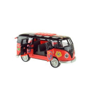 Autobus retro kov/plast 12 cm na baterie se zvukem a se světlem na zpětné natažení