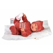 Obleček pro panenku miminko New Born velikosti 43-44 cm Llorens 3dílný červený