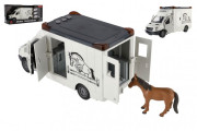 Auto přepravník zvířat 28 cm s koněm na setrvačník se světlem se zvukem