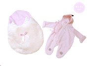 Obleček pro panenku miminko New Born velikosti 43-44 cm Llorens 1dílný růžový