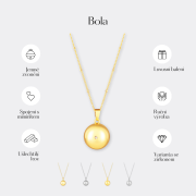 Těhotenský šperk bola Glow hladká zlatá s bílým kamínkem + řetízek Moniel