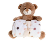 Medvídek plyšový 25 cm sedící s dečkou 90 x 75cm 