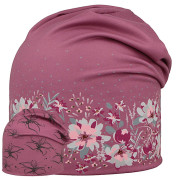 Funkční čepice dlouhá oboustranná Louka/květiny růžová RDX