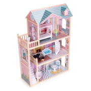 Dřevěný domeček pro panenky 3 patra, 11 ks nábytku