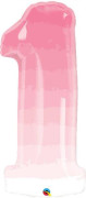 Číslice 1 ombre růžové 38"/96 cm fóliový balónek
