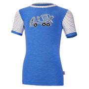 Tričko tenké KR obrázek PRUH UV 50+ Outlast® - modrý melír/pruh bíločerný