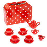 Červený puntíkovaný čajový set Bigjigs Toys