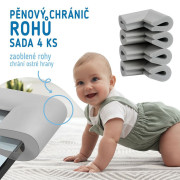 Ochrana rohů a hran skleněného nábytku šedá pěnová, sada 4 ks Sipo