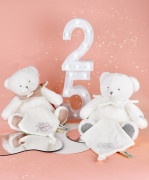 Dárková sada Plyšový medvídek s dečkou 30 cm šedý Doudou