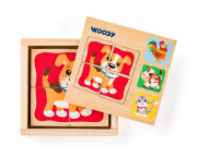 Minipuzzle Zvířátka v dřevěné krabičce