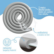 Ochranná páska pěnová šedá pro ochranu hran a rohů skleněného nábytku 1 ks (2 m) Sipo