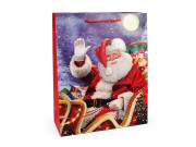 Vánoční dárková taška s glitry 32 x 26 x 10 cm Santa 4